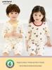 Unifriend Kids' Summer Pajama Set: Pure Cotton, Cartoon Design, 7-Point Sleeves, for Boys & Girls