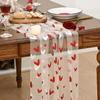 Artoid Mode Pink Heart Gauze Table Runner 120 Inch 10FT,Glitter Metallic Foil Valentine’s Day Sheer Dining Anniversary Wedding Table Decor for Home