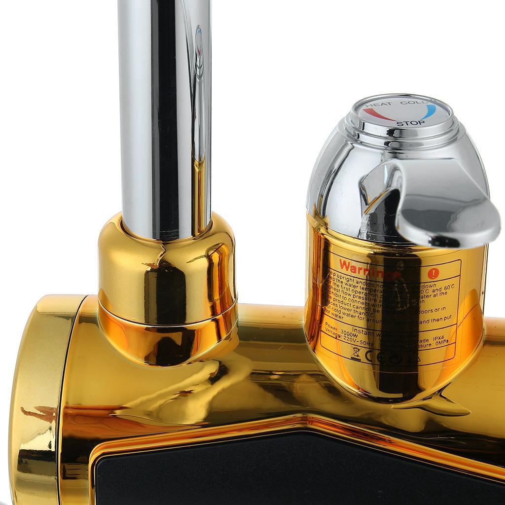 3KW Gold Electric Water Faucet Heater Tankless Electric Water Heater Led Digital Display Bathroom Kitchen Heater Faucet