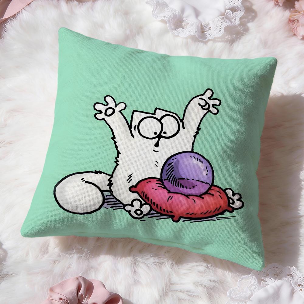Süße Anime S-Simons Katze Kissenbezug Premium Komfort Wendbare Kissenhülle -Zwei in Einem Design für Jeden Raum & Autoinnenraum