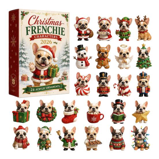 Acrylic Collectible Toys 2026 Dog Christmas Advent Calendar, 24-Day Ornament Set with Mini Puppy New Year Celebration Gift Figures, 2D