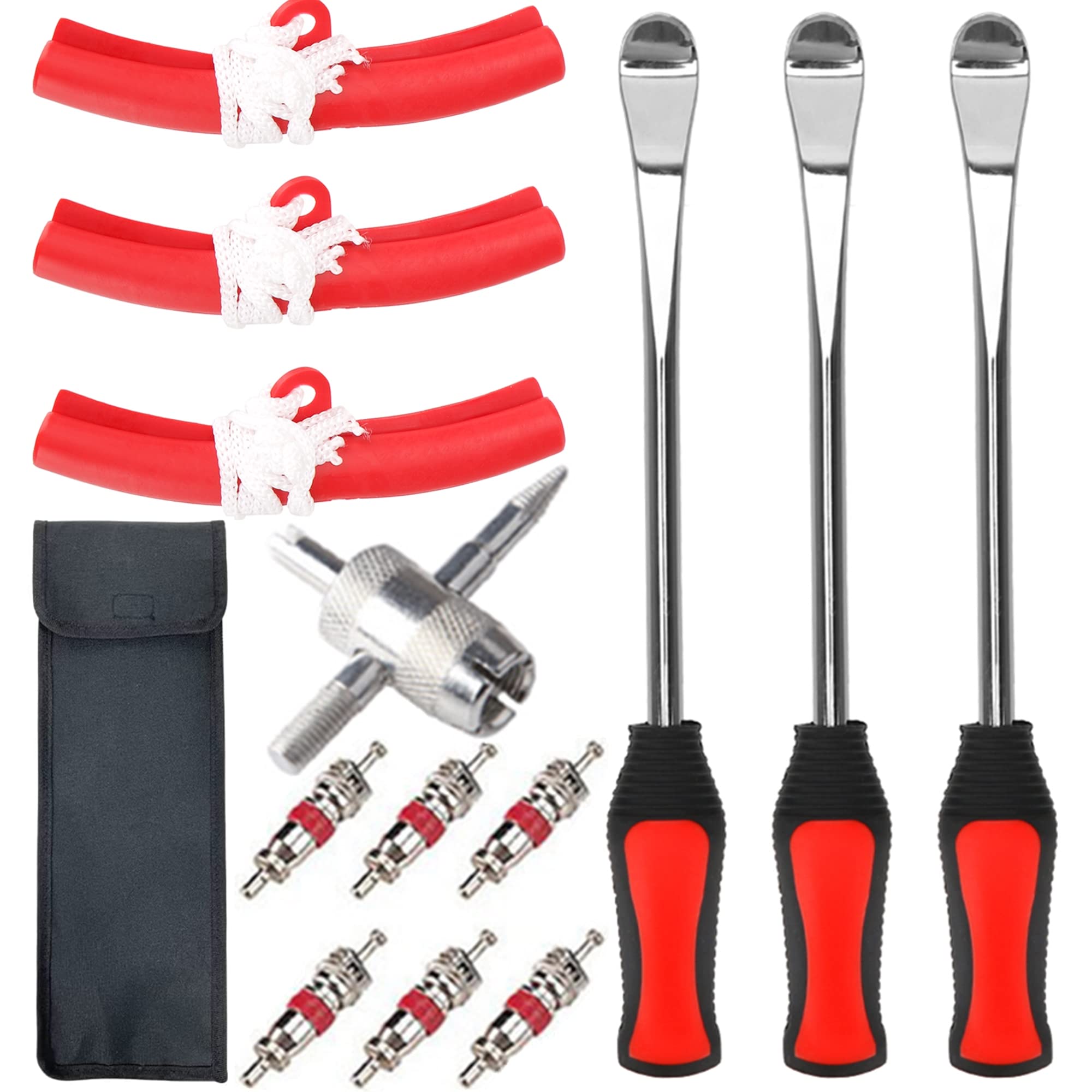 

Long Tire Lever Kit with 3 Plated Levers for Motorcycles and Tire and Wheel Dedicated Tool Kit with Storage Bag 37.5cm Bicycles, Replacement,