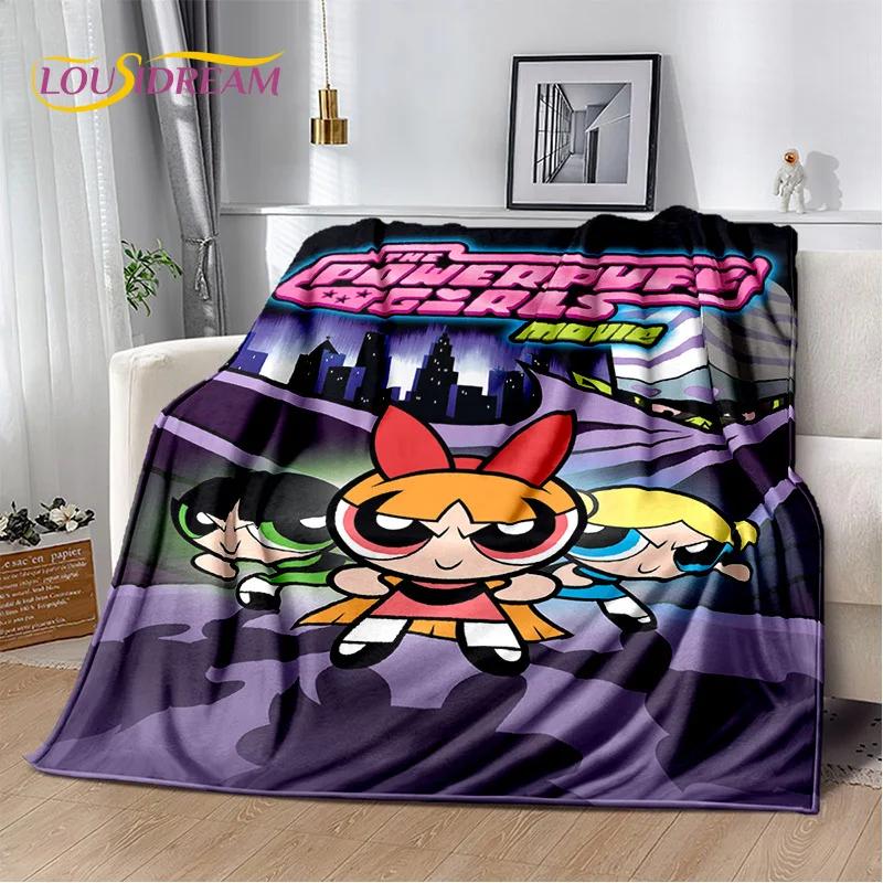 Kreskówkowy Słodki P-Powerpuff Girl Miękki Koc Flanelowy na Łóżka Sypialnia Sofa Piknik, Koc Narzuta do Przykrycia na Zewnątrz Rekreacja Drzemka Prezent