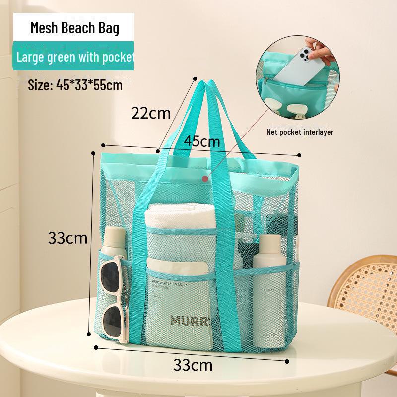 Large Capacity Mesh Beach Bag: Versatile Shoulder and Hand-Held Travel Wash Bag