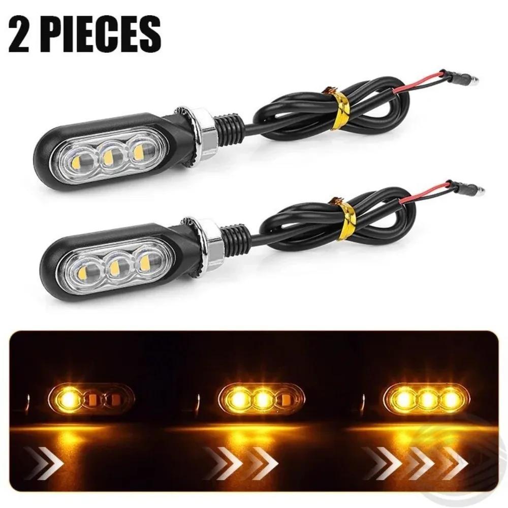 3LED for A Pair of Motorcycle Flowing Mini Lights Turn Signal Lights LED Signal Lights Motorcycle Modification Brake Light