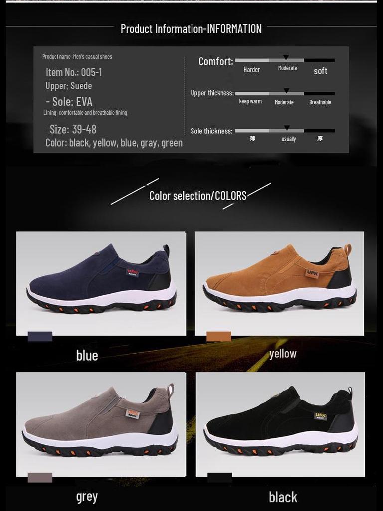 2024 Pánské Velké Velikosti Semišové Kožené Nazouvací Trekové Boty pro Outdoorové Aktivity