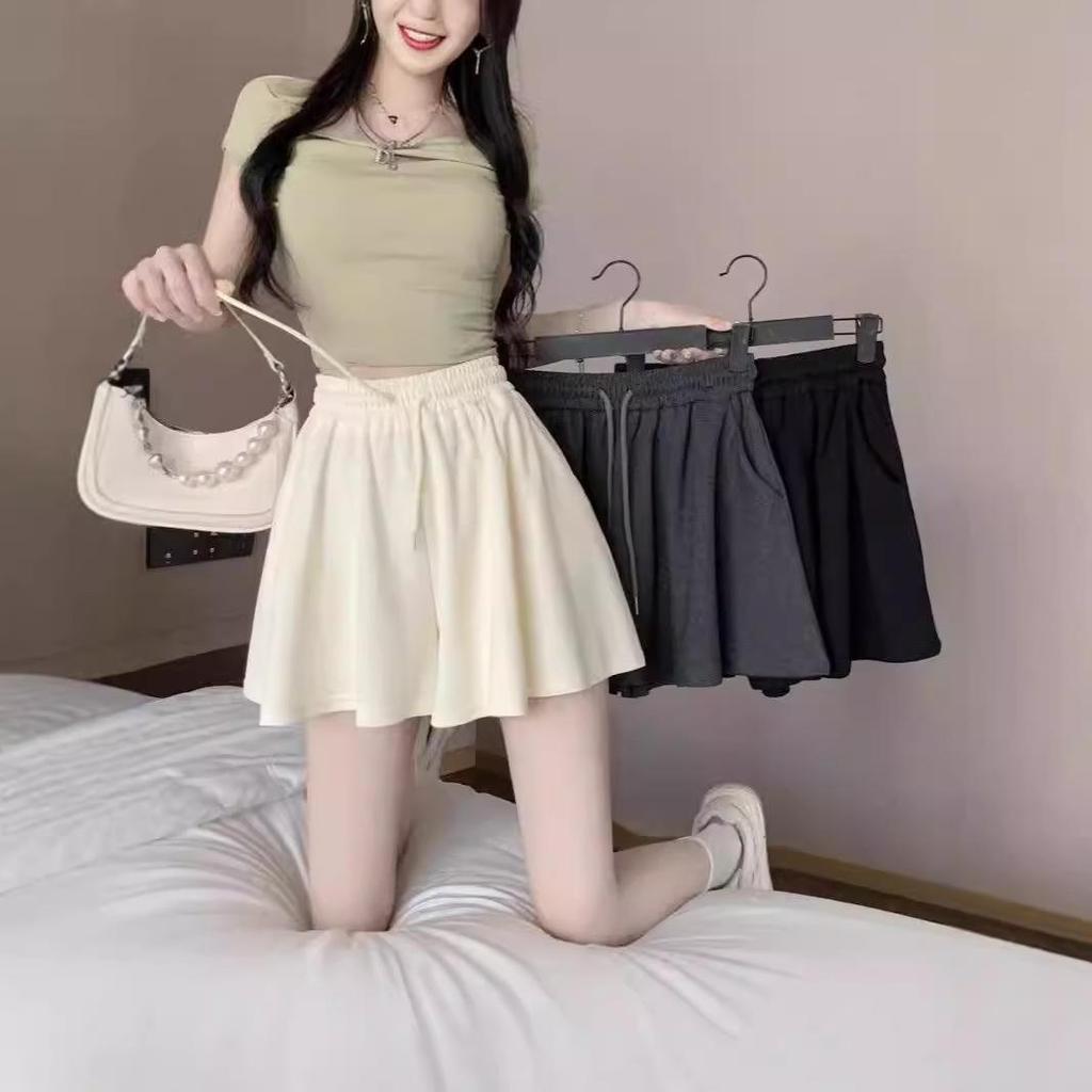 Women's Summer Ballet Style Mid-Waist Pleated A-Line Shorts - Petite, Slimming, Loose Fit