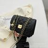 Popular popular fashion diamond chain small bag women's bag 2025 new trendy simple embroidered thread shoulder messenger bag