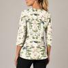 Women's Floral Print Scrub Top with V-Neck, Pockets, Side Slits and 3/4 Sleeves