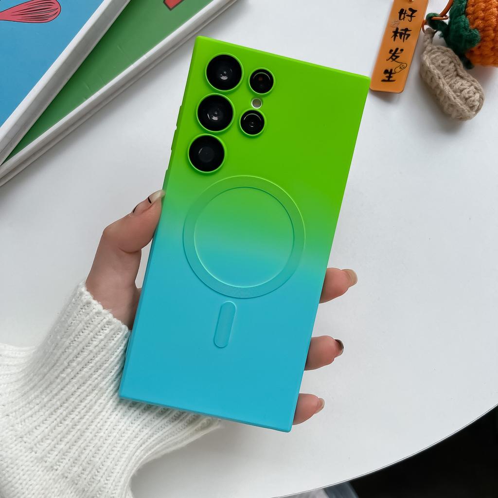 Luxury Gradient Color Silicone For Magsafe Case For Samsung Galaxy S24 S23 S22 Ultra Plus Wireless Charge Shockproof Cover Cases