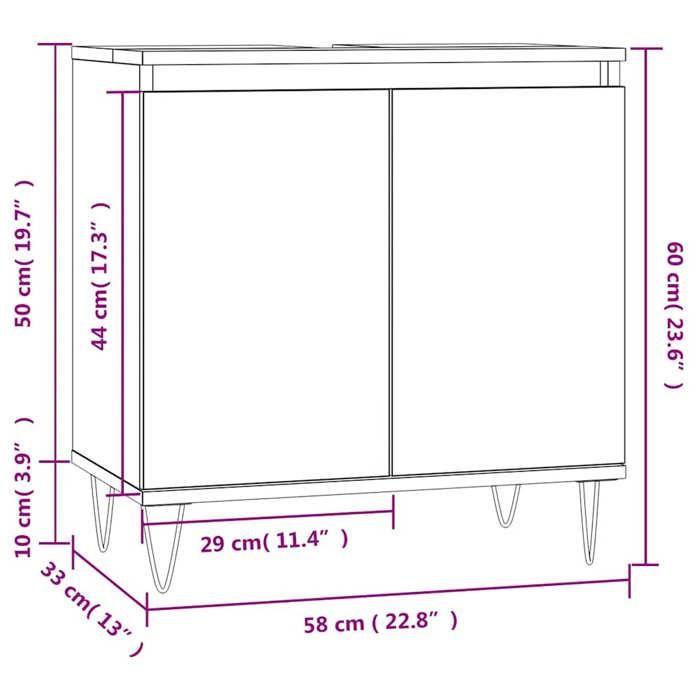 VidaXL Bathroom Cabinet Concrete Grey 58x33x60 Cm Engineered Wood 831584