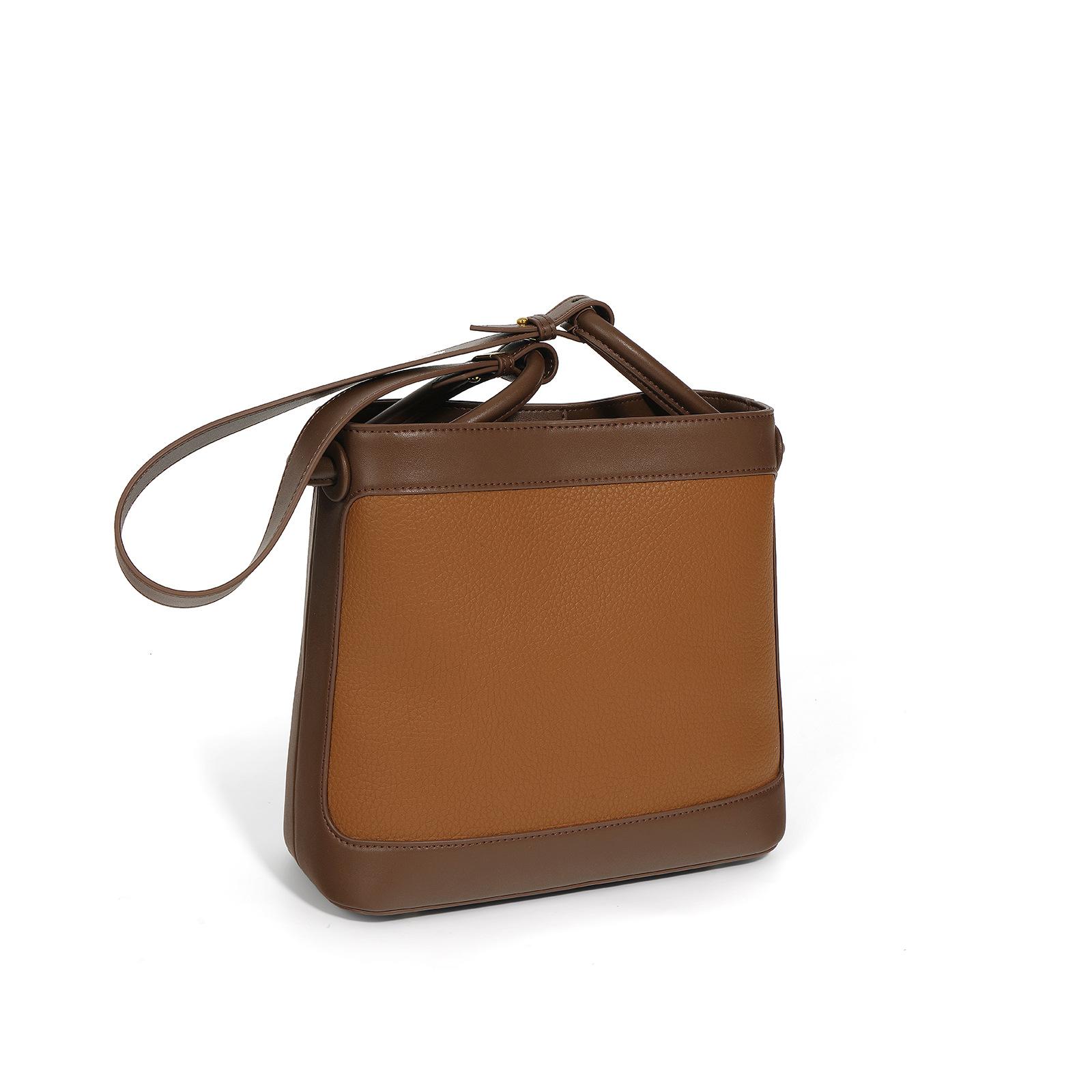 

Нишевый дизайн сумка-ведро из коровьей кожи первого слоя женская 2025 премиальная сумка-мессенджер на одно плечо портативная кожаная сумка-тоут для работы коричневый