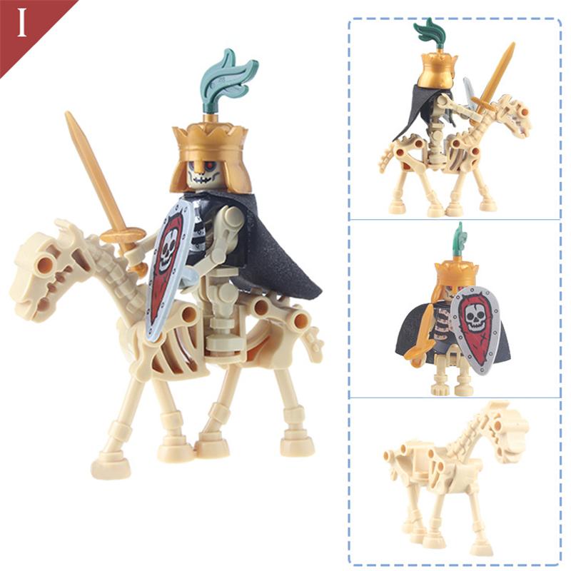 Skeleton Building Blocks Medieval Castle Knight Warriors Skeletons Strong Orcs Figures Collection Toy for Children Gifts