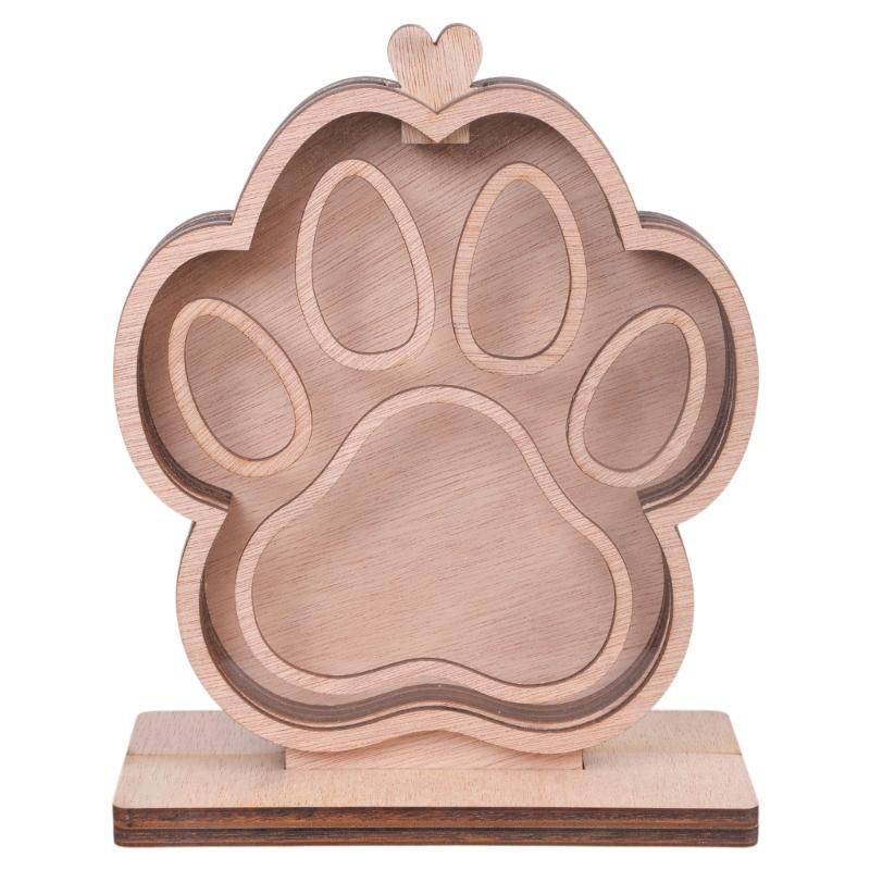 Wood Pet Hair Keepsakes Box Dog Cats Sculpture For Customizable Pet Name Memorial Display Handmade Home Tabletop Decors
