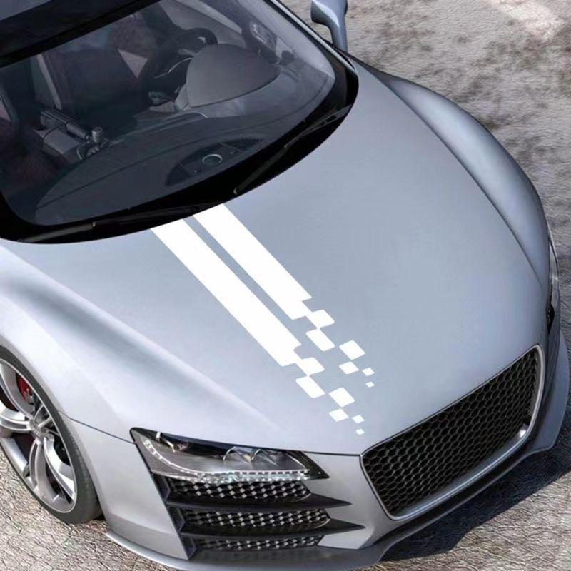 Kreativní sportovní samolepky na auto s šachovnicovou vlajkou pro úpravu kapoty a karoserie. Dekorativní krajkový design pro zakrytí škrábanců.