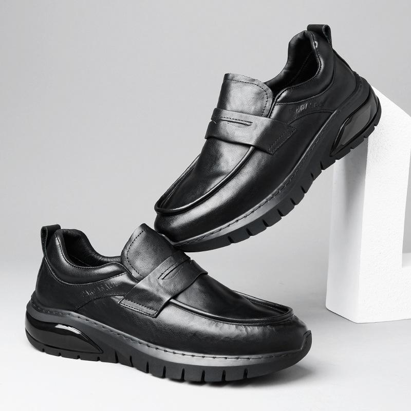 2025 Direct Supply Leather Men's Shoes Autumn New Fashion Casual Shoes Versatile Business Platform One Pedal Velvet Leather Shoes