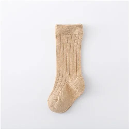 0-5 Jahre Baby Jungen Mädchen Lange Socken Baumwolle Einfarbig Gestreift Weich Kinder Knie Kinderstrumpf Schule Sport Babysocke 12 Farbe
