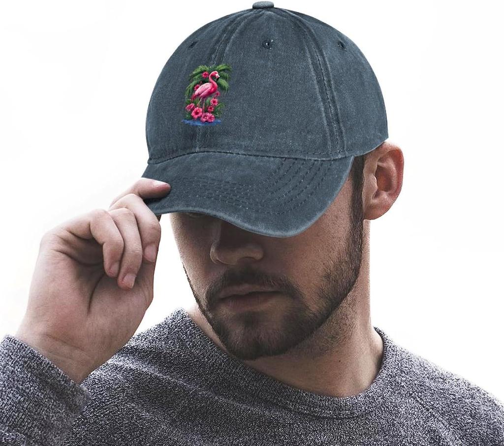 Flamingo Tropical Flowers Baseball Cap Casual Polyester Adjustable Sun Protection Outdoor Hat