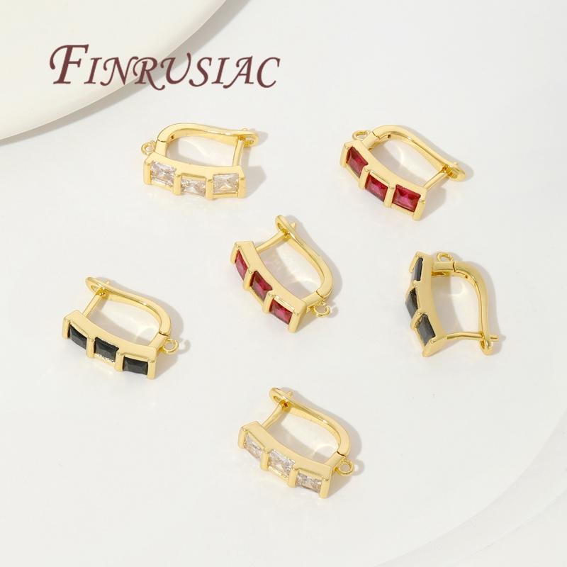 18K Real Gold Plated Crystal Zirconia Earring Hooks Clasps,Shvenzy Earwires,Fasteners For Earrings,DIY Earring Accessories