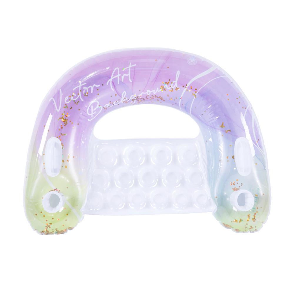 Ins Style Sequin Flower Inflatable Pool Float: U-Shaped Lounge Chair with Net