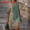 Ethnic Style Floral Print Vneck Dress With Loose Fit For Spring Summer Fashion