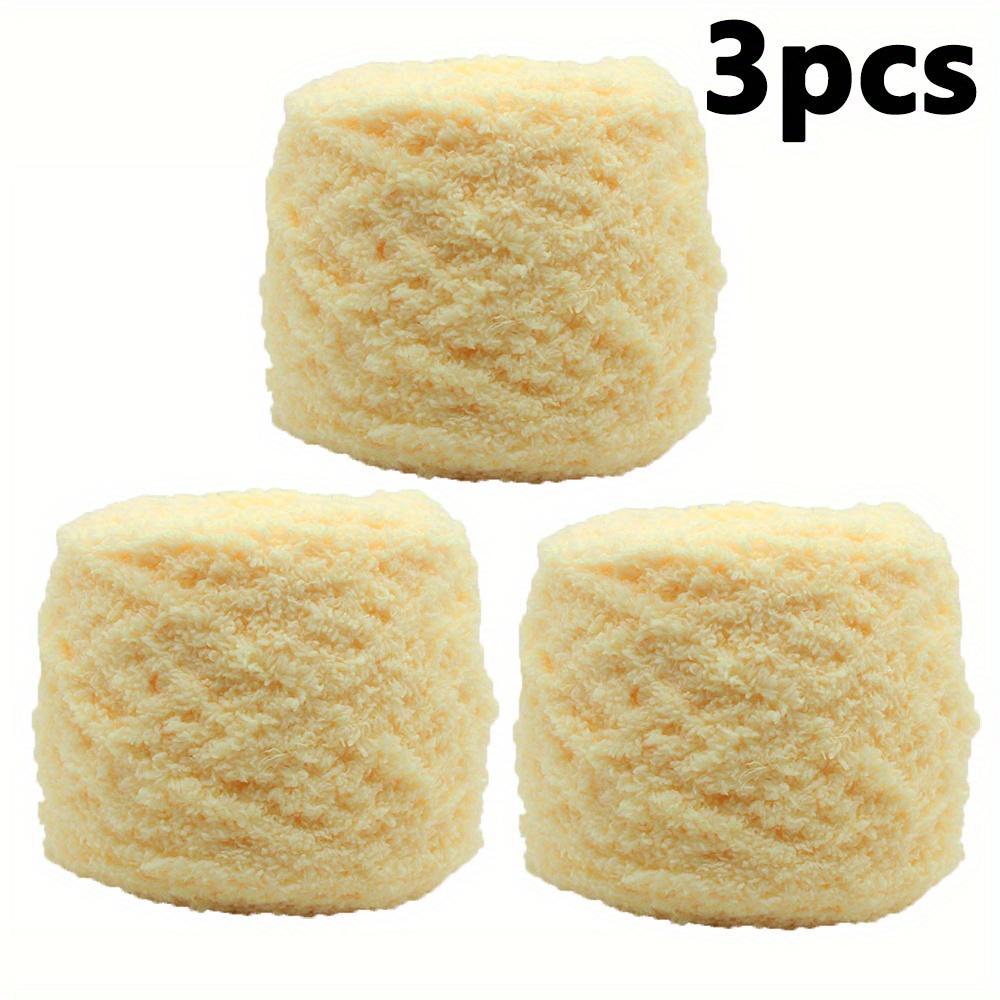 3pcs Soft Polyester Chenille Yarn 100% Pure Thick Cozy for DIY Knitting and Crocheting Ideal for Scarves Sweaters Blankets Light Purple/Yellow/Pink