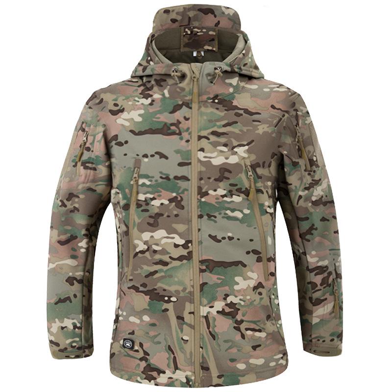 Men's Tactical Leopard Softshell Windbreaker: Waterproof and Windproof Outdoor Training Suit