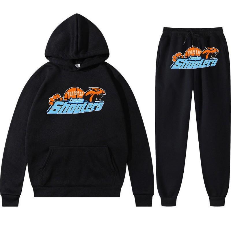 Printed Sportswear Men's Two-piece Loose Hooded Sweatshirt Set