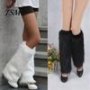 Scaldamuscoli Caldi Moda Pelliccia Sintetica Monocolore Calze Lunghe da Stivale per Inverno Donna Coperture