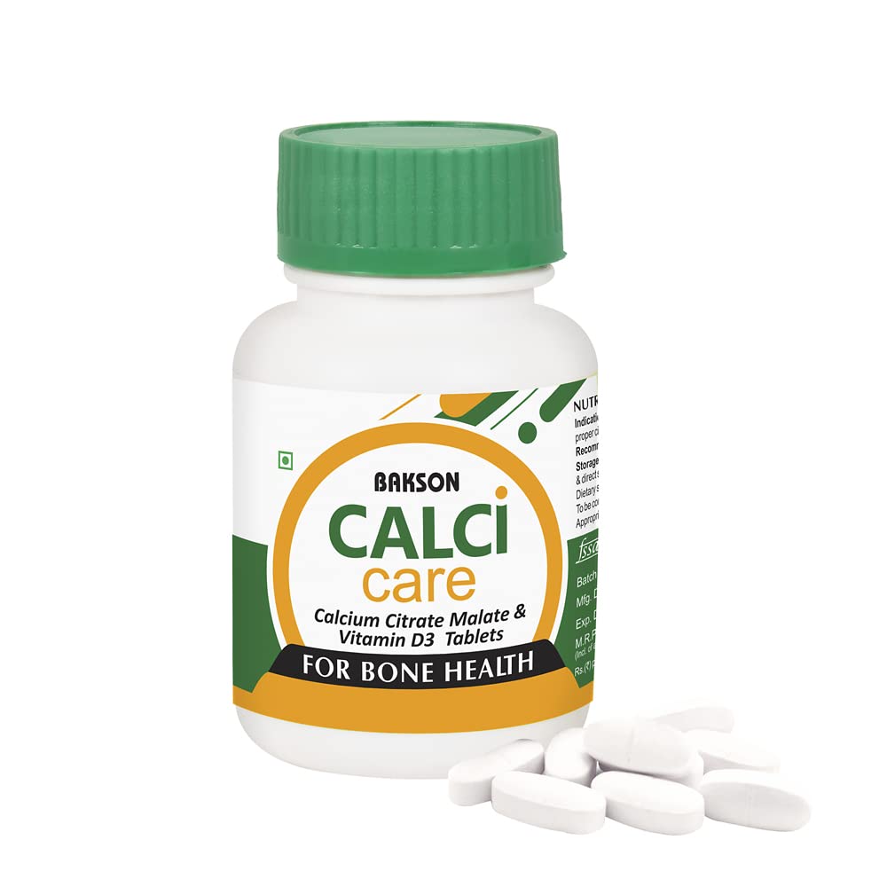 Bakson Calci Care Tablets With Calcium & Vitamin D3 For Strong Bones & Immunity, 30 Tablets X Pack Of 2