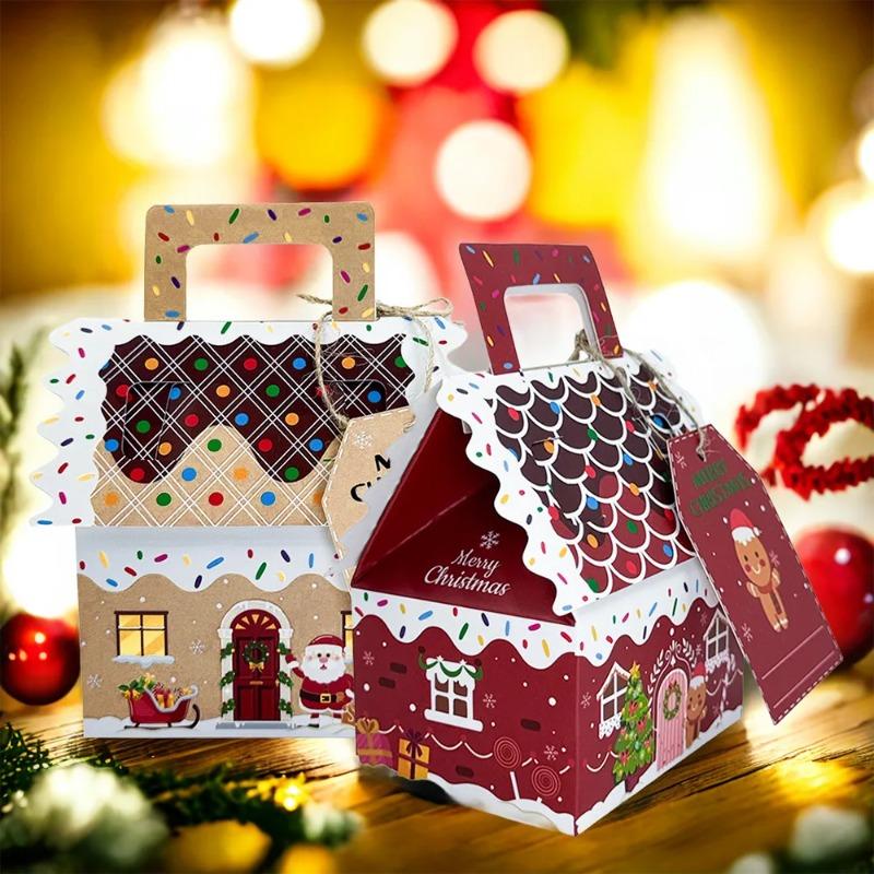 24 Pcs Christmas Gingerbread House Treat Boxes Cardboard Cookie Goody Gable Candy Bags Cupcake Holders for Party Favors