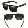 2PCS Lunettes de soleil polarisées carrées tendance Homme Vintage Plastique Lunettes de soleil Homme Femme Élégantes Noires Sport Nuances UV400