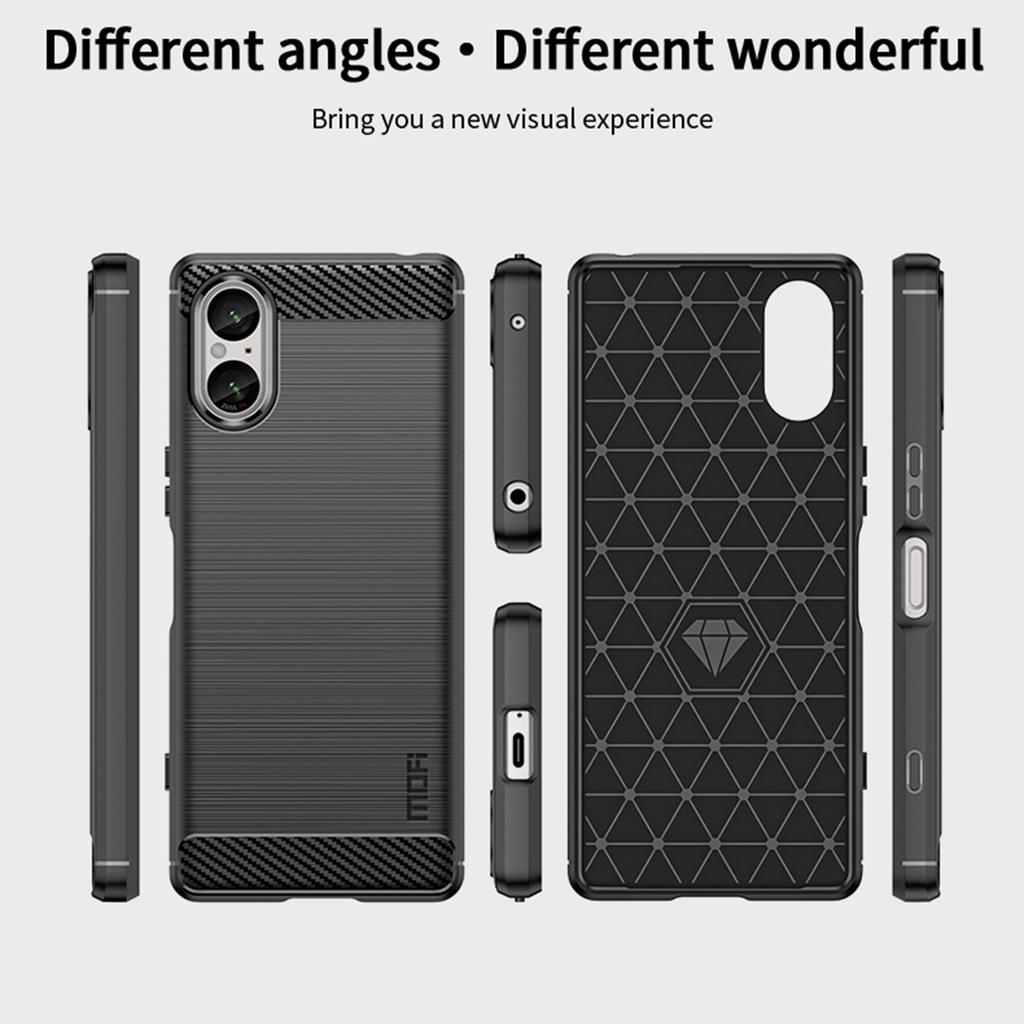 MOFI JK TPU Series-1 For Sony Xperia 5 V Case Carbon Fiber Texture TPU Mobile Phone Shell