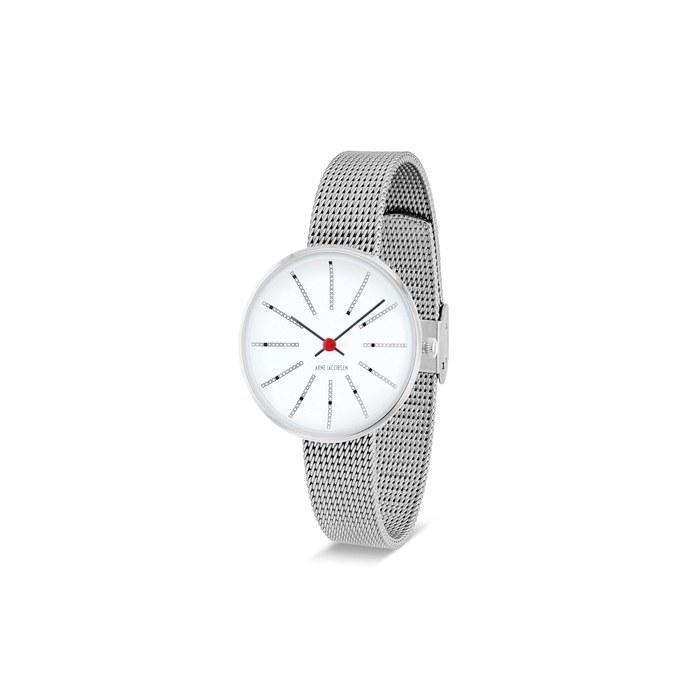 [Arne Jacobsen] Watch 30mm Nordic Design Waterproof (No-Second Silent Design) BANKERS 53100-1408 White Silver Mesh Belt