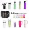 Couvercle de tasse anti-brûlure Bottillon en silicone pailleté pour gobelets de 40 oz Manchon antidérapant Diamètre 7,5 cm Base de qualité alimentaire Bouteilles d'eau Gobelet translucide en gelée