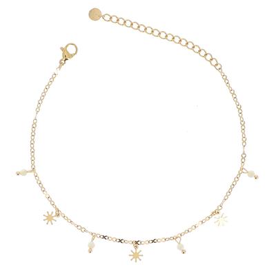 [R4489] - Anklet Steel 'Cleopatra' golden beige - 25 cm - 6 mm