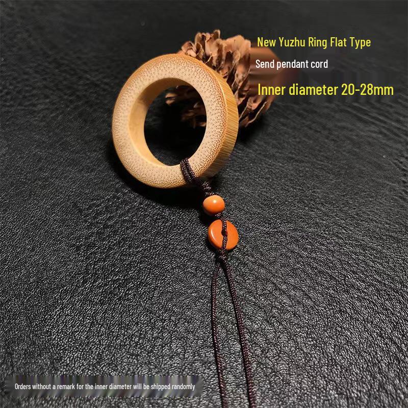 Handmade Double-Sided Polished Mottled Jade Bamboo Thumb Ring for Men and Women