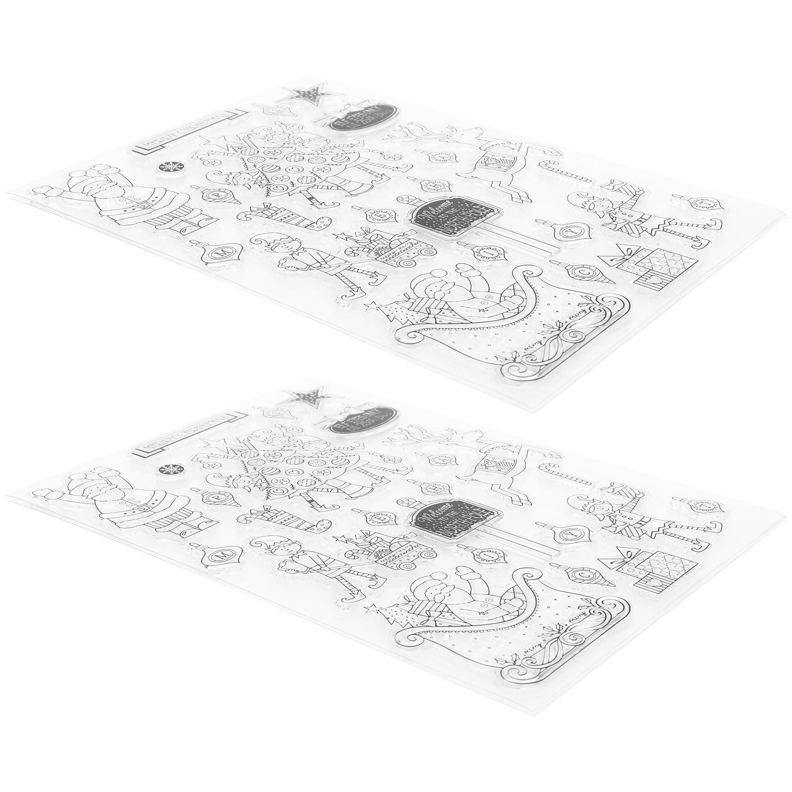 2 набора Рождественских прозрачных силиконовых штампов для фотоальбомов, открыток, DIY, ручной работы, декора