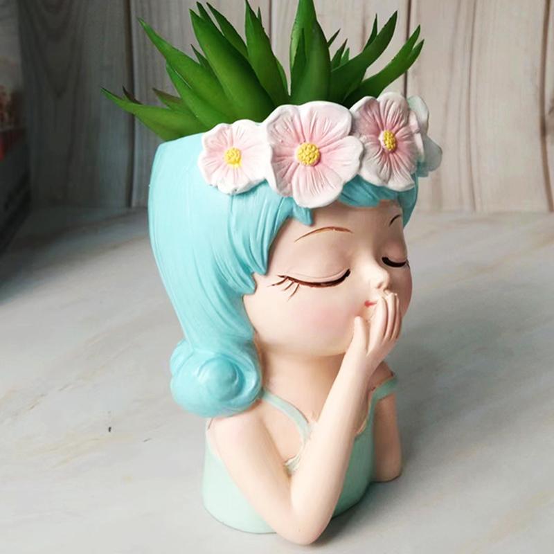 Face Planters Pots Tabletop Decorative Decor Flower Vase Statue Fairy Flowerpot For Cafe Kitchen Drawing Room Bedroom Office