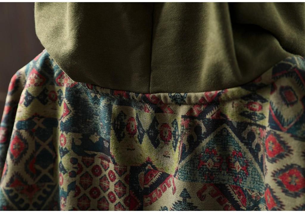 Hanorac Casual Loose cu Mânecă Lungă și Imprimeu Retro pentru Femei - Toamnă