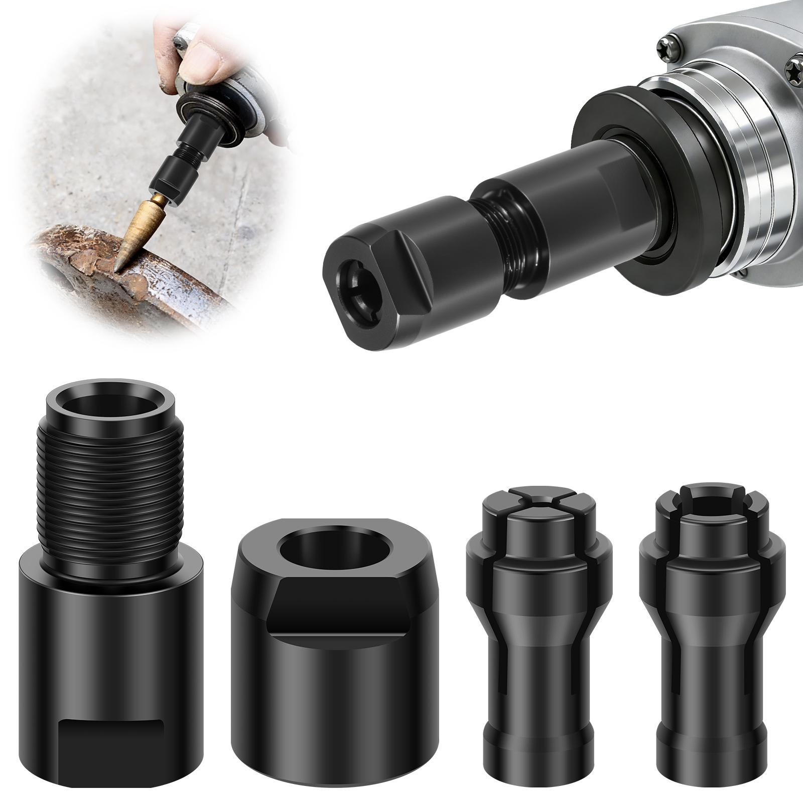 

Angle Grinder to Die Grinder Adapter 5/8 -11 Thread to 1/4 and 1/8 Collet Chucks Extension Connecting Rod for Rotar Burrs Wood