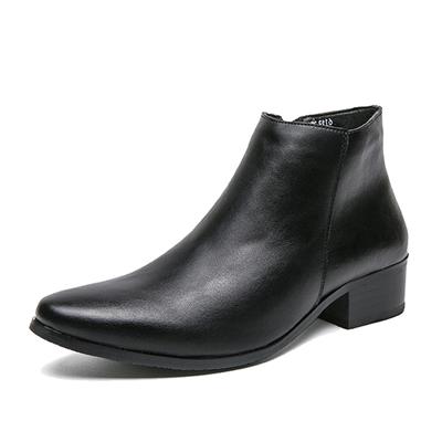 Luxury High Heels Platform Chelsea Men's Boots Side Zipper Cowboy Boot Business Formal Leather Boots Men's High Top Casual Shoes
