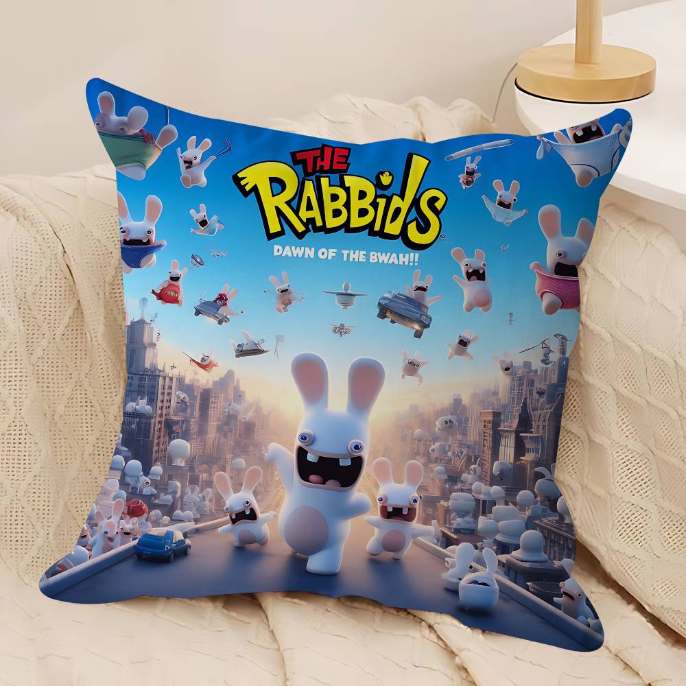CUTE Cartoon I-Invasion Rabbids Pillow Case Removable Washable Cushion Cover – All-Season Soft Linen