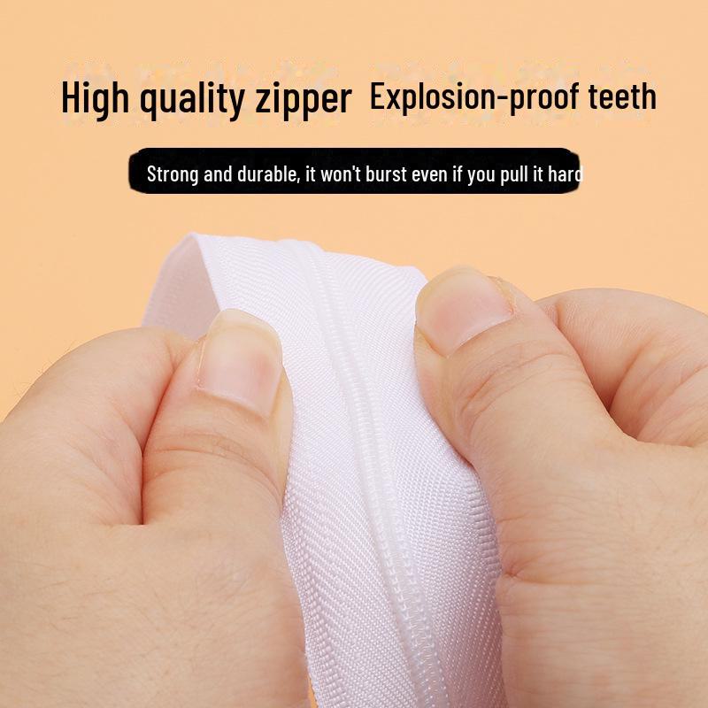 Dual-Head No. 3 White Invisible Nylon Zipper for Pillow Cases or Quilts