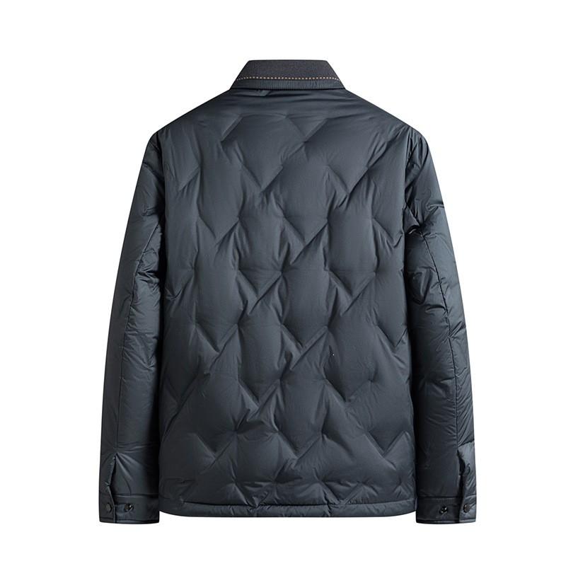 Mens Lightweight Down Jacket With Turn-Down Collar Business Casual Winter Coat White Duck 50% Fill Power 550