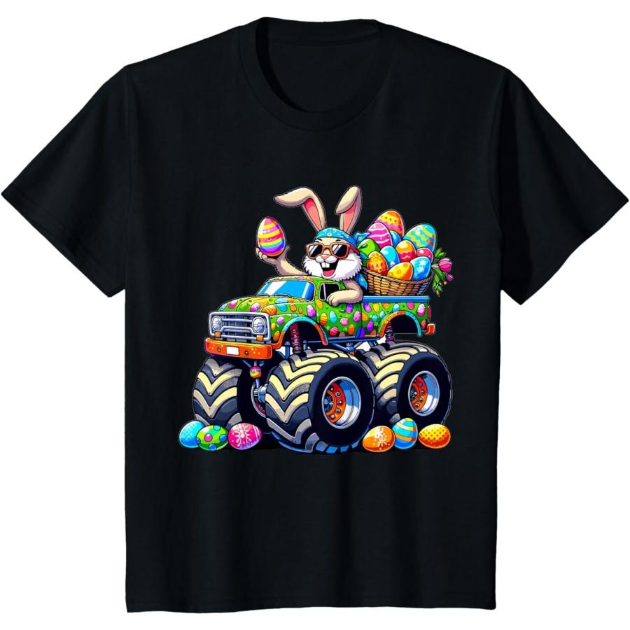 Easter Day Bunny Monster Truck Eggs cool Rabbit T-Shirt XXXXXL чёрный