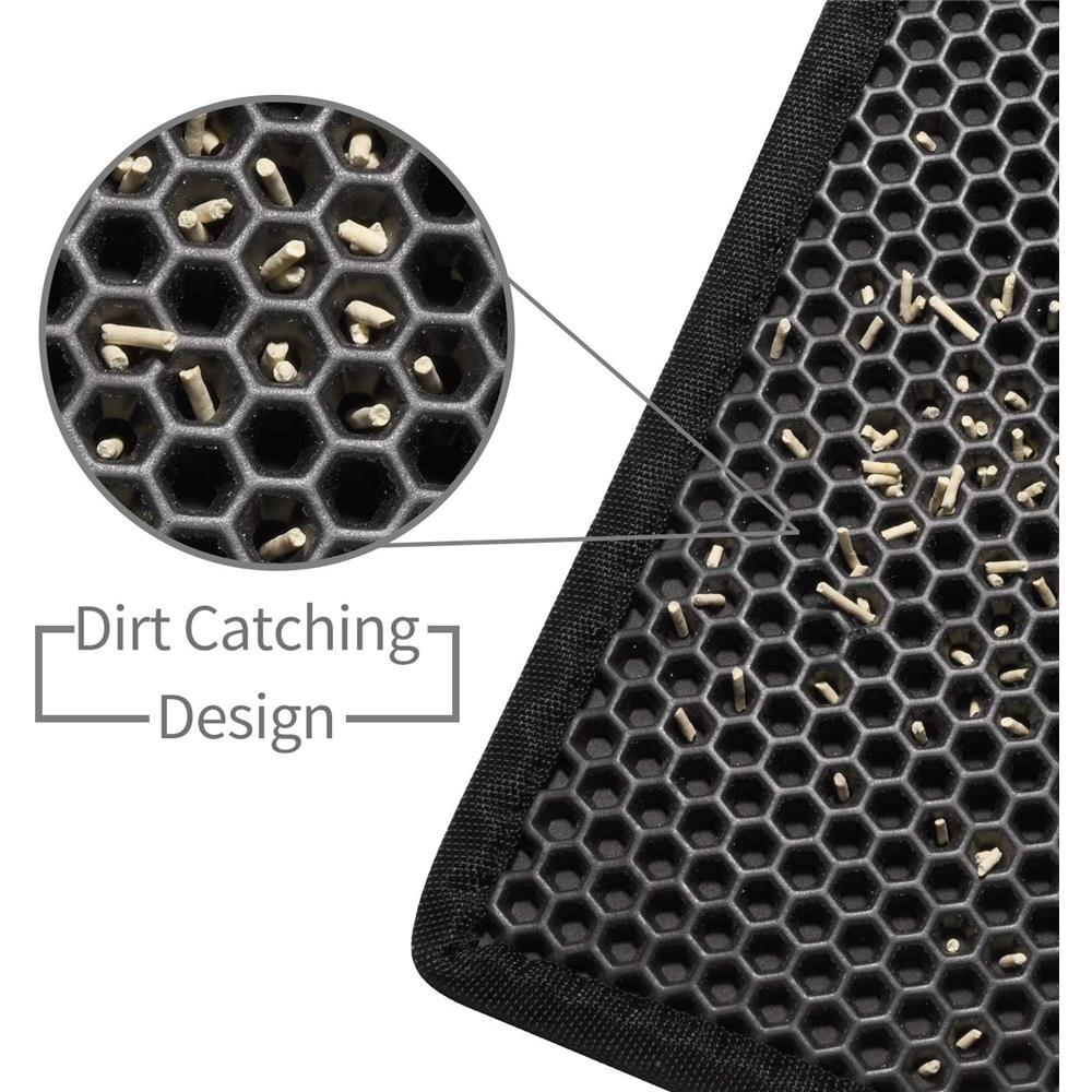 Podložka pod kočičí záchod Dvojitá vrstva Nepropustná Filtrační Podložka na podlahu pro mazlíčky Podložka pro kontrolu kočičího steliva (Černá, 29,52 X 21,65 palce)