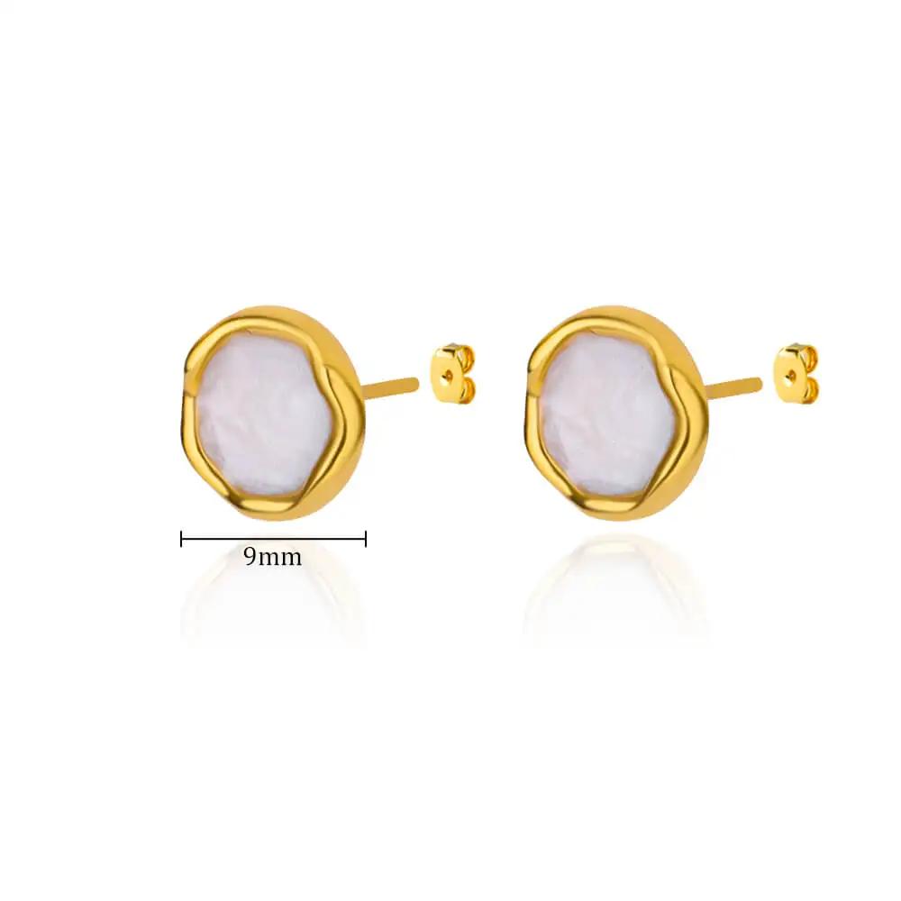 Stainless Steel Enamel White Heart Earring for Women Minimalist Gold Color Stud Earrings Waterproof Vacation Charm Zircon Gifts