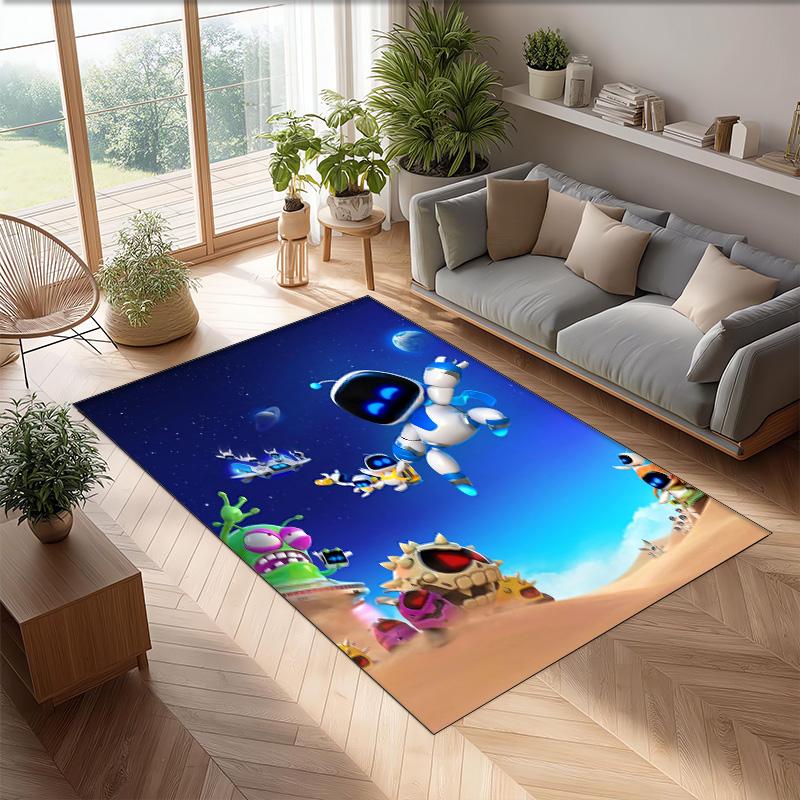 Astro Bot Crystal Velvet Rug, Soft Anti‑Slip Crystal Velvet Carpet for Living Room Bedroom Home Decor