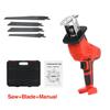 1400W Säbelsäge Wiederaufladbar Kabellos Tragbar Holzbearbeitung Fräser +4 Sägeblätter +LED-Licht für Holzmetallschneiden m/ Akku